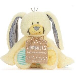 DEMDACO Oddball Mini Bunny 6.5"  Yellow Soft Plush Patchwork Design Baby or Kid